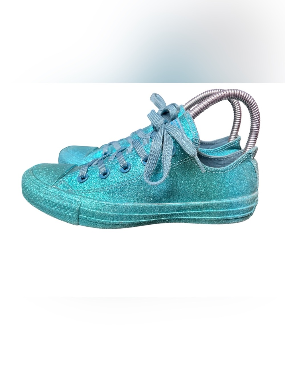 Converse Chuck Taylor All Star Low Glitter Teal Sparkly Women’s Sz 6 - Picture 2 of 6